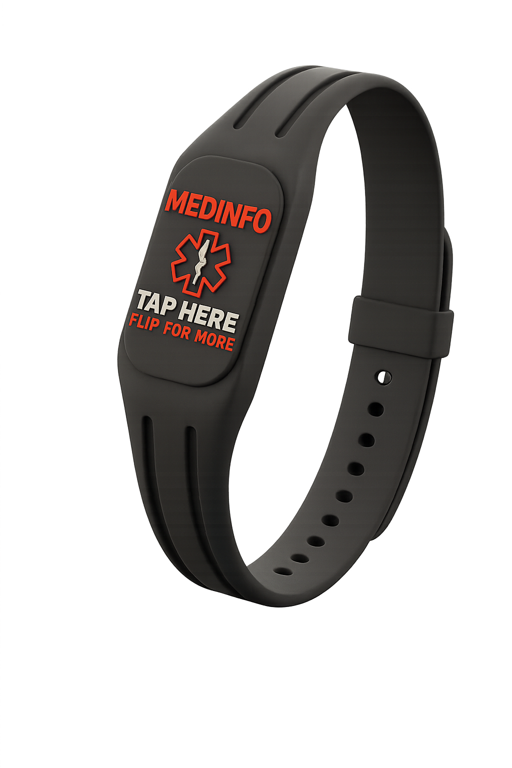 MedInfo silicone medical ID bracelet with NFC and QR